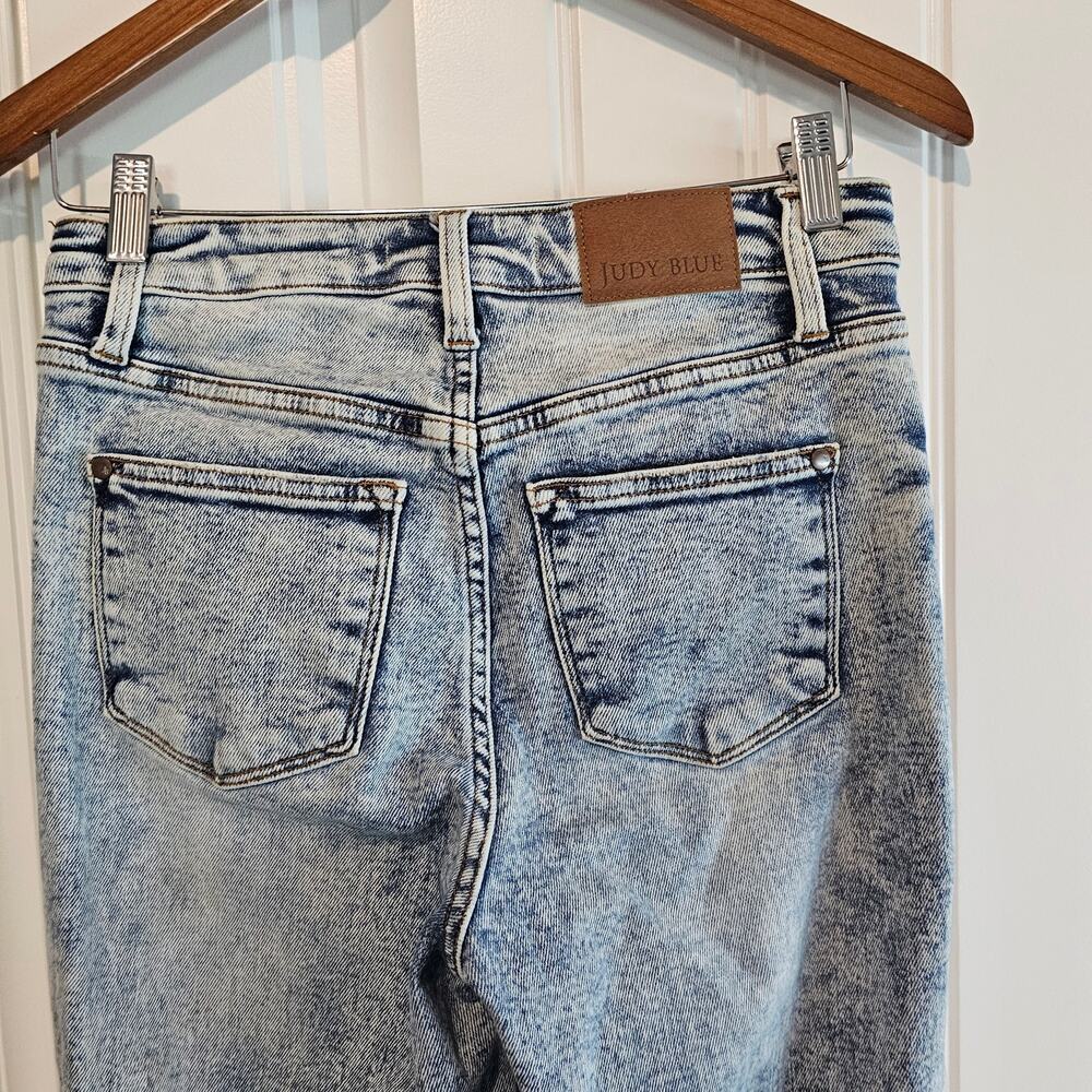 Judy Blue Wide Leg Jeans Women Size 3/26 Light Wash Denim Distressed JB88828 LT - Picture 6 of 13